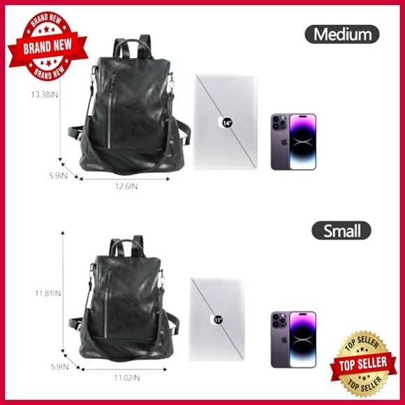 Small PU Leather Anti-Theft Backpack Purse Convertible Tote Shoulder Bag main image 6